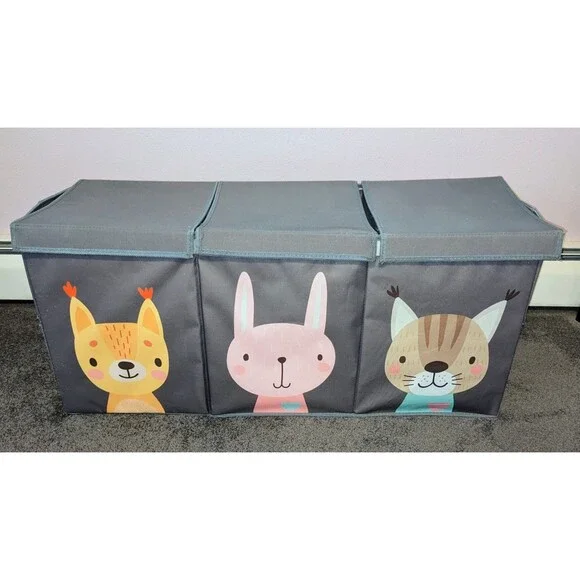 Softowl Collapsible Toy Chest Storage Box Gray Animals Extra Large 37