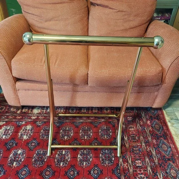 Vintage Brass Blanket Quilt Rack Hollywood Regency Ball Finial Towel Stand 33x29