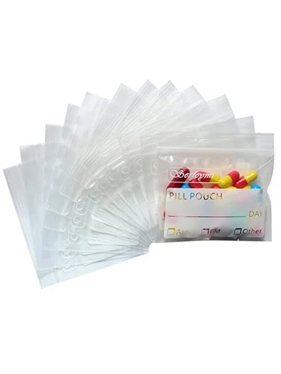 Travel Pill Bags Pouch Organizer 120 Pack Reusable Zipper Seal Waterproof AM PM