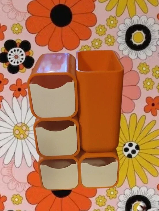 Orange Modular Desk Organizer with Cream Drawers