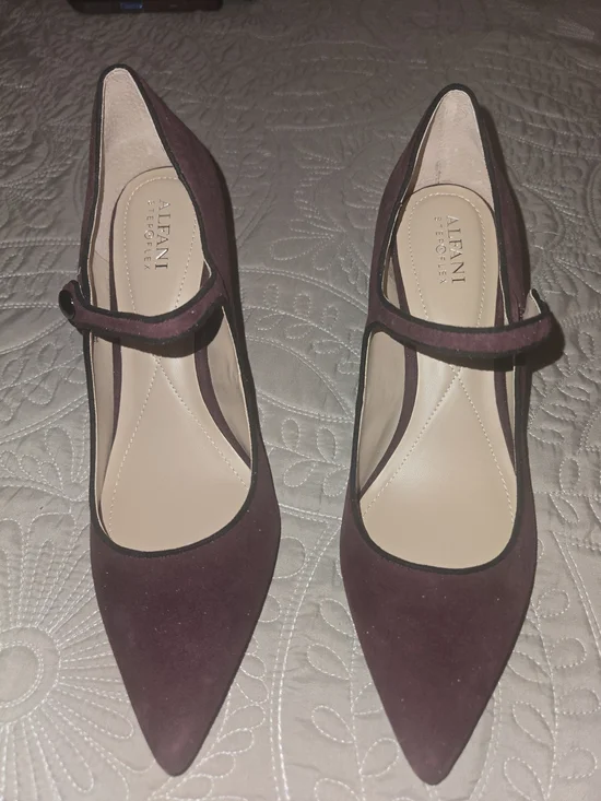 Alfani Burgundy Pointed-Toe Mary Jane Pumps