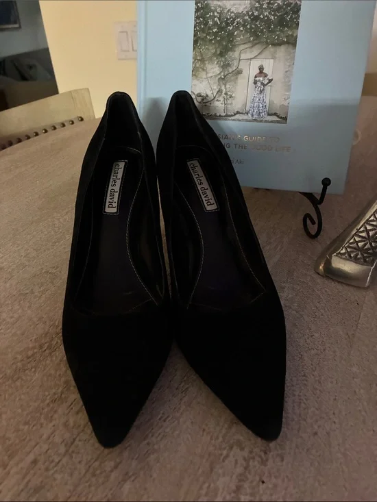 Charles David Black Pointed Toe Suede Pumps