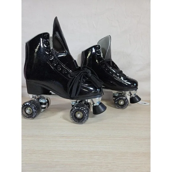 Skate Gear Black Glittery Roller Skates for Women Size 7