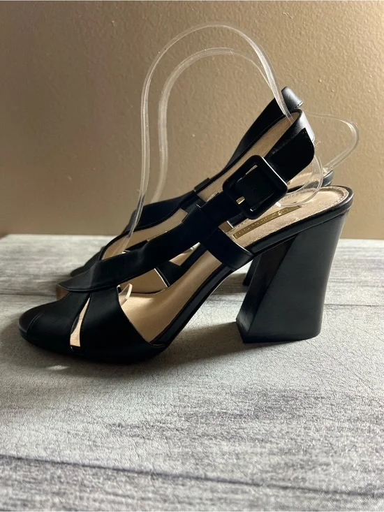 Louise et Cie Lo-Kalee open toe Leather high heel pumps black size 8.5 M Heel is