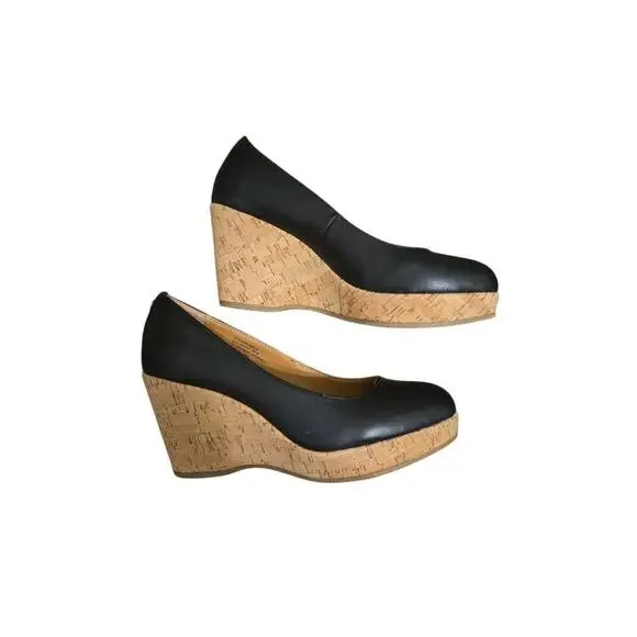 G.H Bass Co Shoes Womens 7.5 M Bass-Karlie Black Slip On Wedge