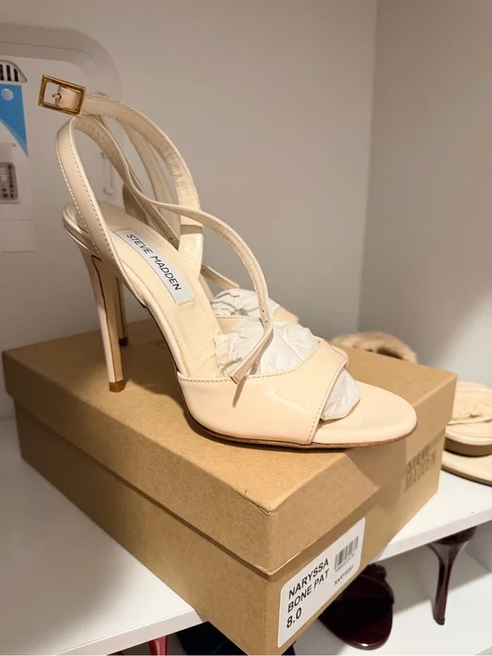 Steve Madden Bone Patent Strappy Slingback Heels