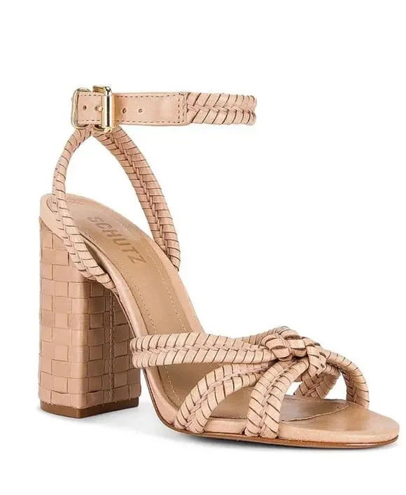 Schutz Kareena Nappa Leather Heels in Natural Women’s Sz. 8