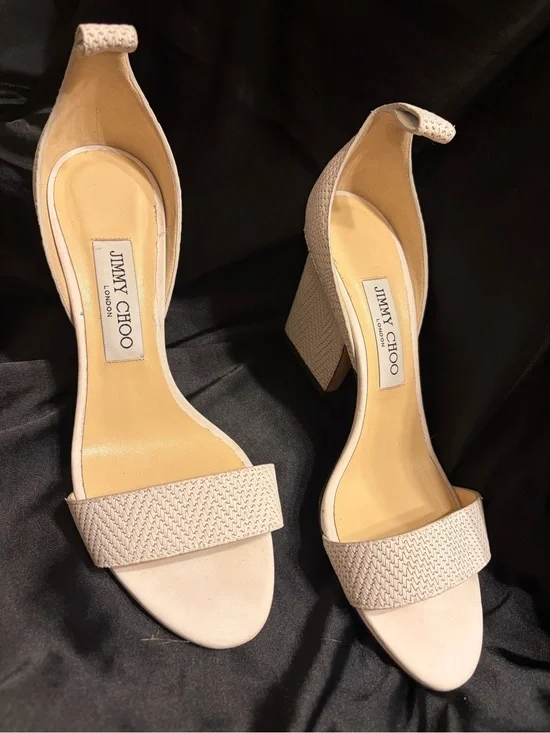 Jimmy Choo Women's Cream Block Heel Sandals