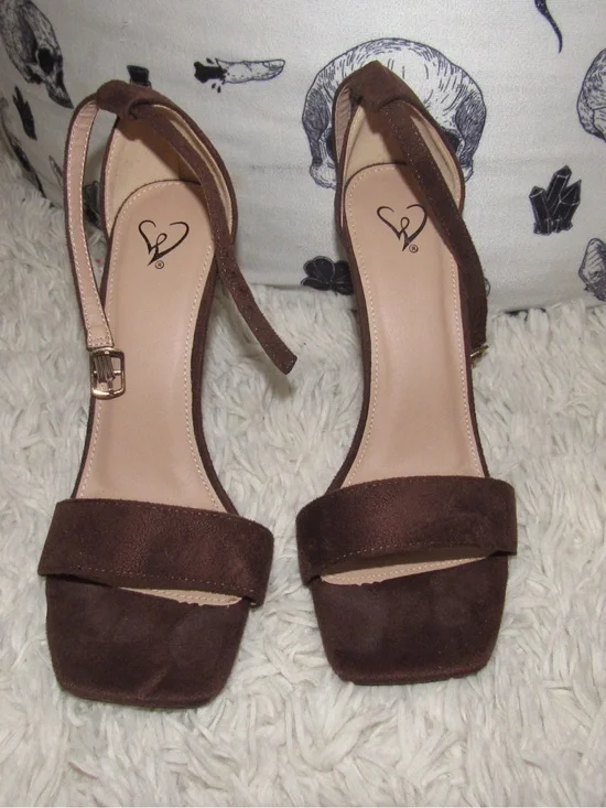 Windsor Brown Suede Open-Toe Ankle Strap Heels