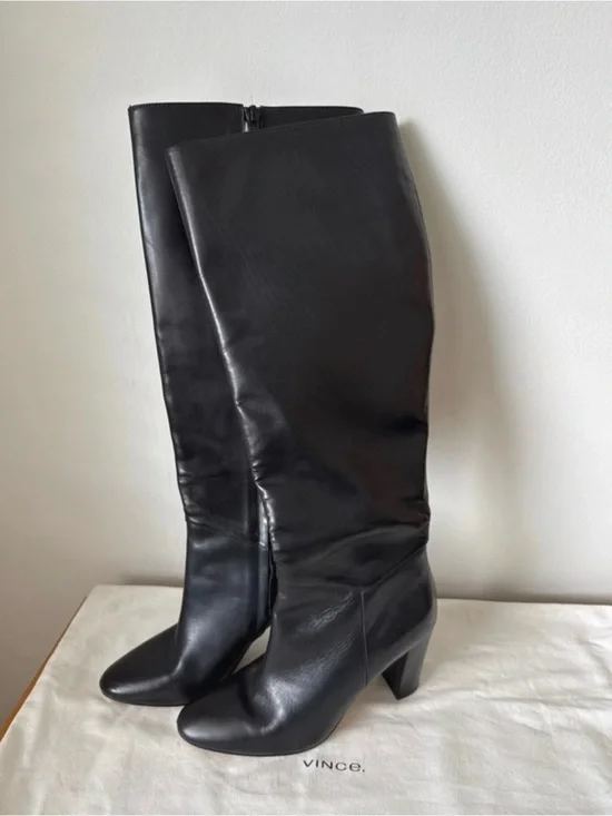 Vince Black Over-the-Knee Leather Boots