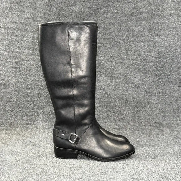 Lauren Ralph Lauren Micaela Riding Boots Women's 8.5 Black Leather Tall Buckle