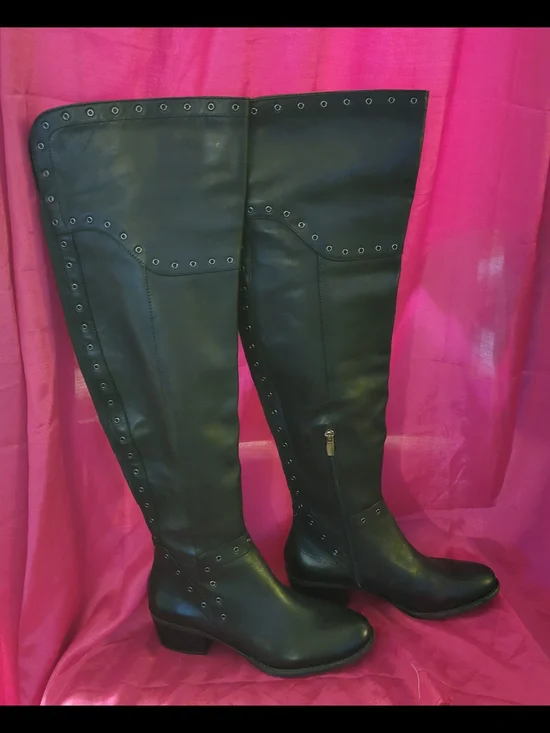 Vince Camuto Black Over-the-Knee Studded Riding Boots