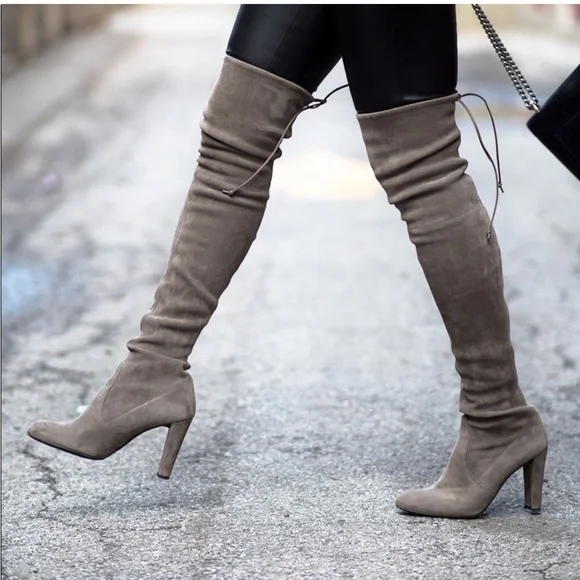 Stuart Weitzman Suede Highland Heeled Over The Knee Slouchy High Glove‎ Boot 4.5