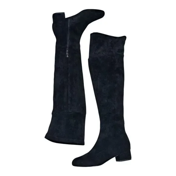 Anthropologie Raven Gothic Preppy Glam Casual Knee High  Boots Size 6 Black