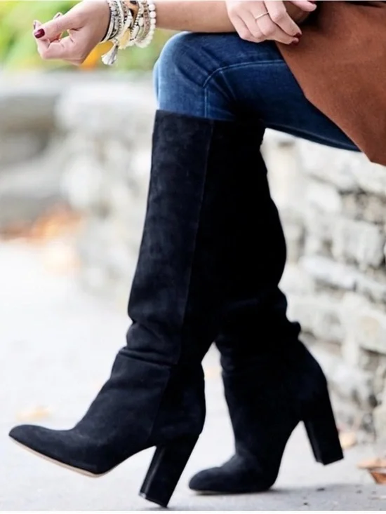 Sam Edelman Caprice Black Suede Knee-High Boots - Women