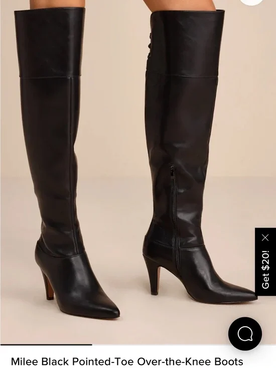 Lulu's Milee Black Pointed-Toe Over-the-Knee Boots