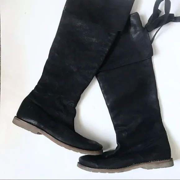 Frye Celia over the knee black leather boots NWOT
