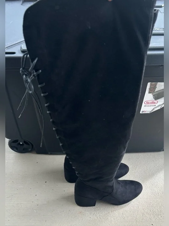 Black Over-the-Knee Lace-Up Women's Boots