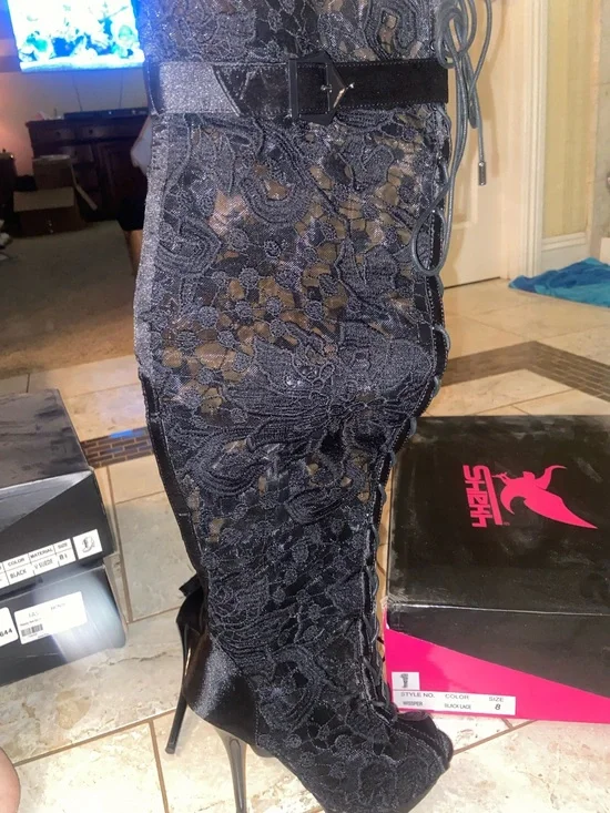 Lace up thigh high boots