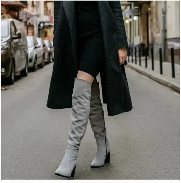 Sam Edelman Circus Vivica Over Knee Boots 8.5 NWT Gray Ankle Booties Tall OTK