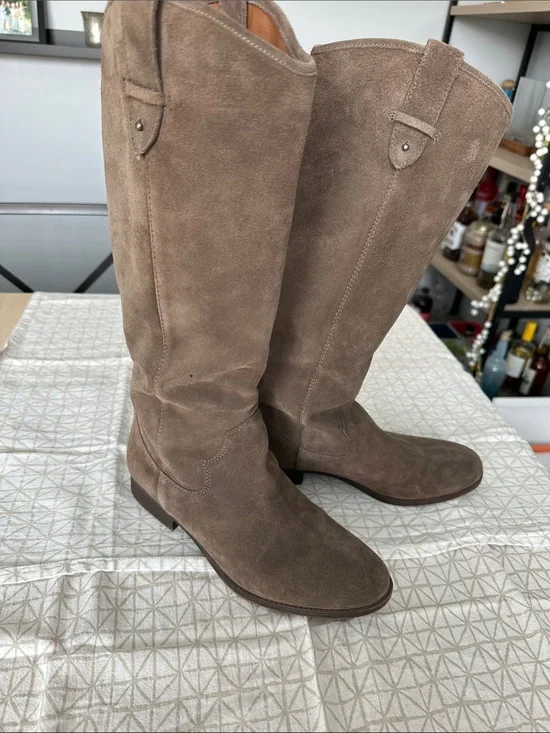 FRYE AND CO. Taupe Suede Knee-High Boots