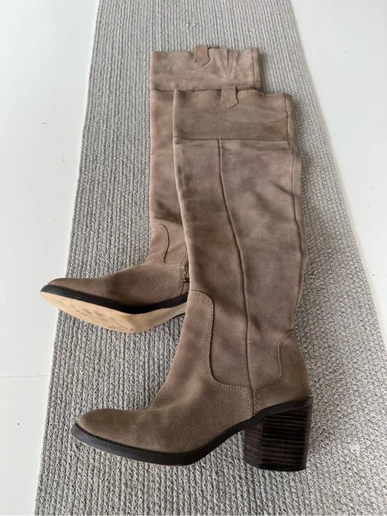 Seychelles Taupe Suede Over-the-Knee Block Heel Boots Sz 8