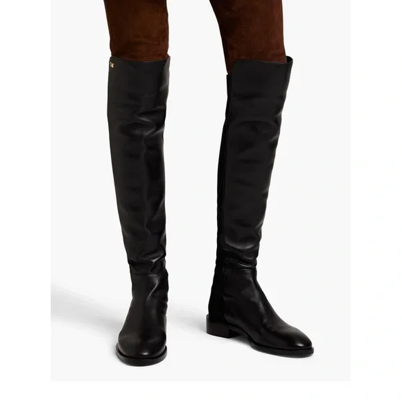 STUART WEITZMAN Keelan City Suede And Neoprene Knee Boots. 8B