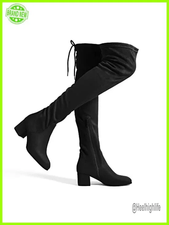 Over the Knee Thigh High Chunky Heel Boots Long Stretch Sexy Fall Boots