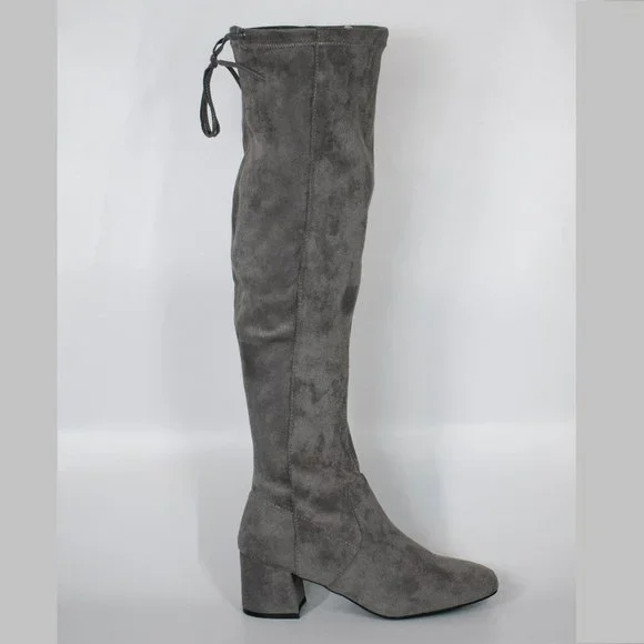 Sugar‎ Women's Gray Cushioned Ollie Almond Toe Block Heel Boots