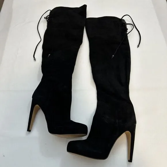 Sam Edelman‎ Women 8.5 M KAYLA Black Suede Over The Knee Boots 3063