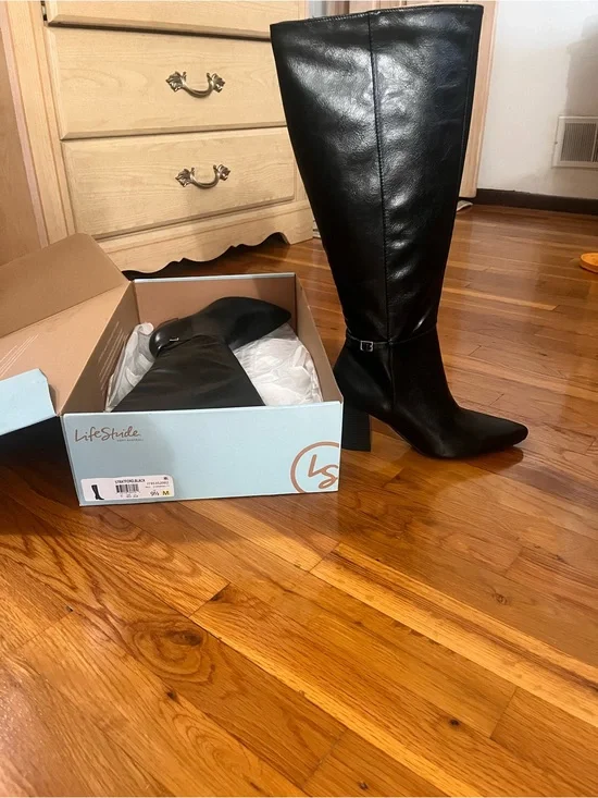 Life Stride Black Over-the-Knee Pointed Toe Boots