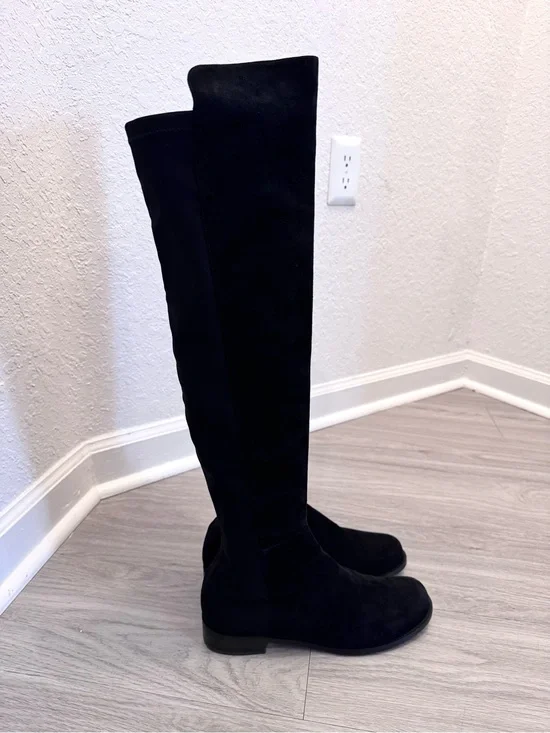 Stuart Weitzman 5050 Over The Knee Boots Black Suede Leather Women Size 10 M