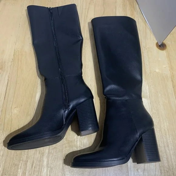Unisa Lanna-J Black Knee High Women's Boots Sz 6M New Block Heel Retail $115