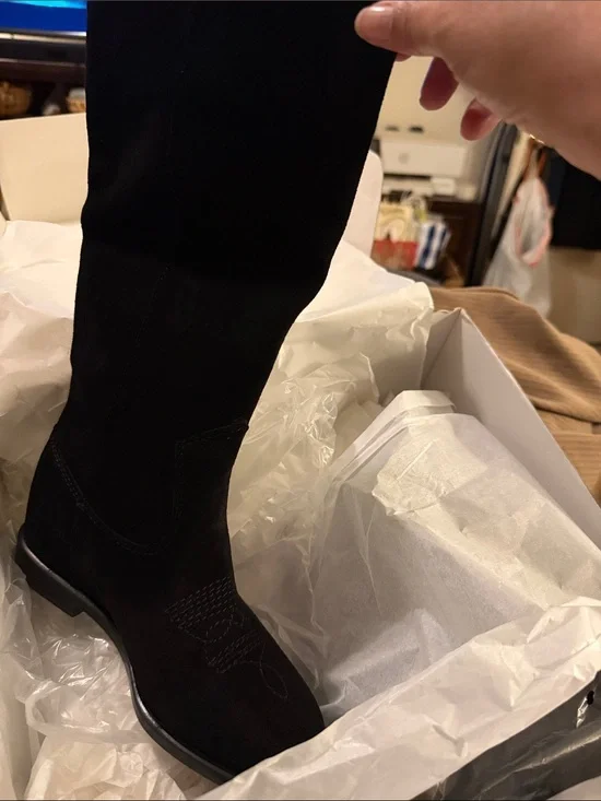 Paolo Black Suede Knee high Boots