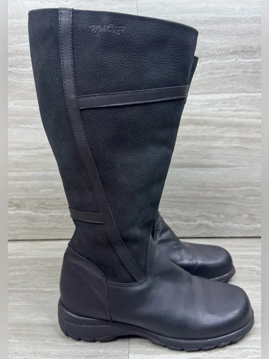 Martino Canadian Shearling Lined Black Leather Boots Size 8