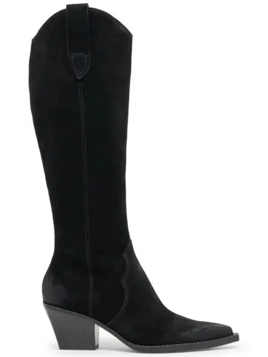 Dolce Vita Regy Western Wide Calf Boot in Black Suede