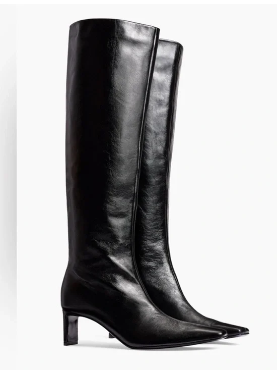 Khaite Ona Knee High Boots Black Leather - size 40EU