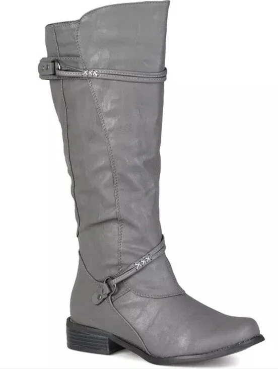 Women's Gray Knee-High Riding Boots