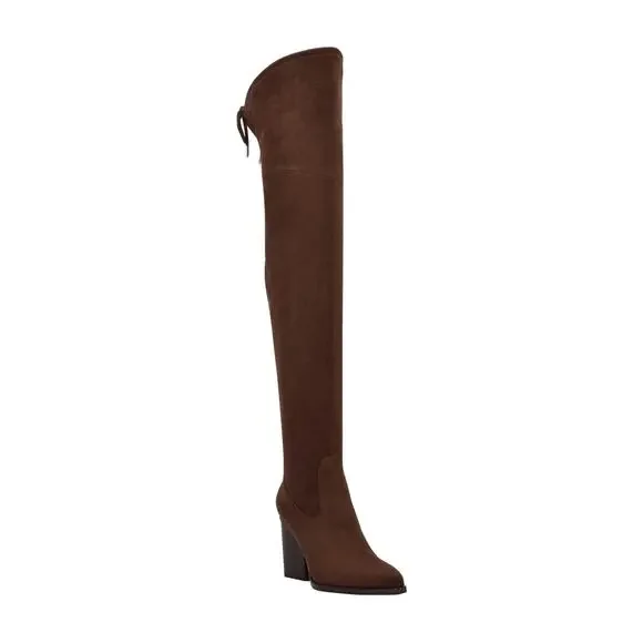 New Marc Fisher LTD Okun Over the Knee Boot in Dark Brown Faux Suede Size 7.5
