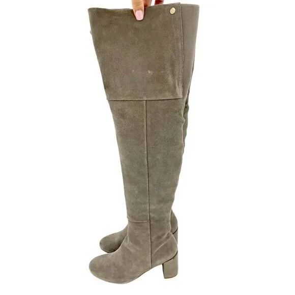 Taryn Rose Boots Catherine Gray Suede Leather Over The Knee SZ 5.5 New $375