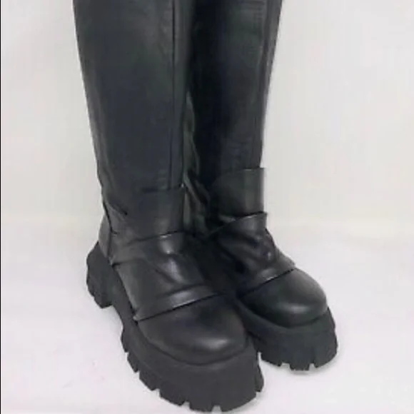 Free People Black Over-the-Knee Chunky Platform Boots Size 37/7