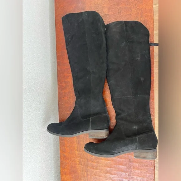 Sole Society Suede leather knee high Andie black boots goth cottagecore sz 8.5