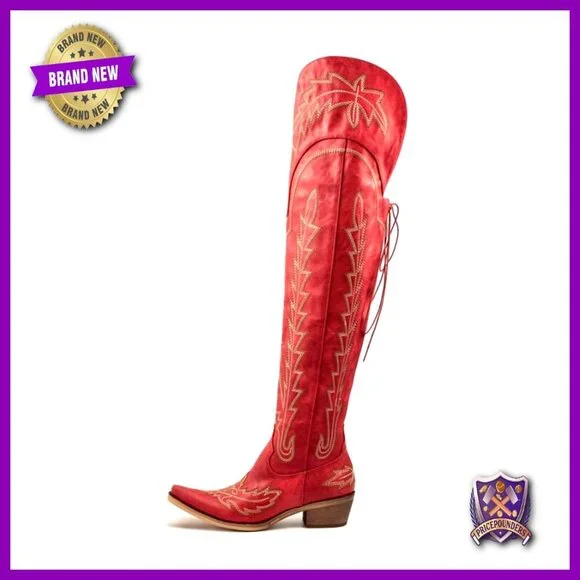 Thigh High Cowgirl Boots Wide Calf Western Embroidered Over The Knee Boots