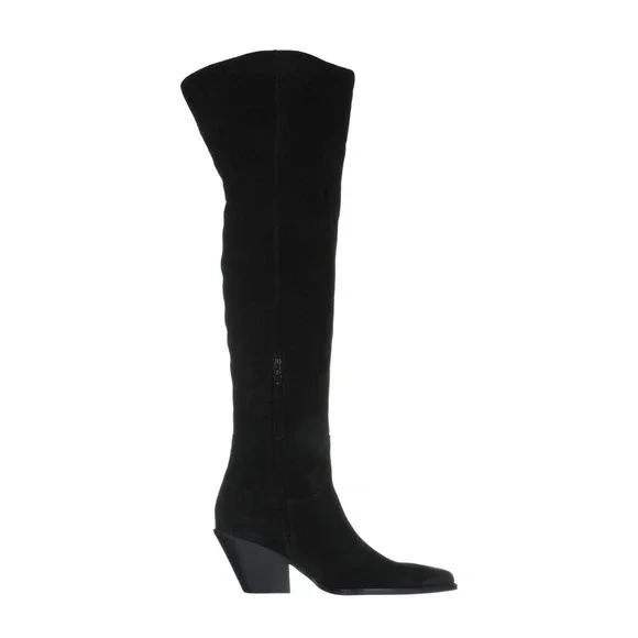 Sam Edelman Julee Black Suede Over Knee Pointed Toe Block Heel‎ Boots Womens 6