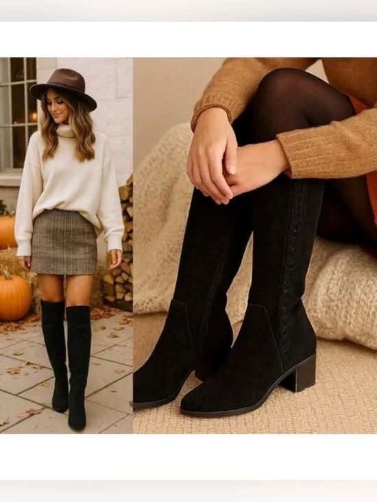 VINCE CAMUTO Bendra Tall Boot Over the Knee Black Suede 6 MSRP $238 NWOB