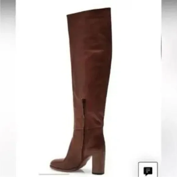 New Free People Dakota Taupe Brown Leather Over-The-Knee Tall Boots EU 37 US 7
