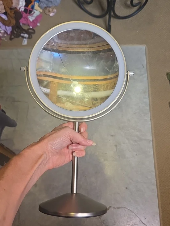 Metal LED Vanity Mirror in Brushed Silver