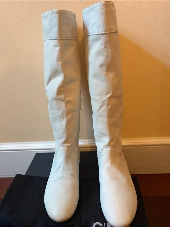 CNC Costume National Cream Leather Boots