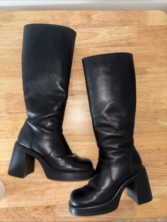 Steve Madden Black Over-the-Knee Leather Boots
