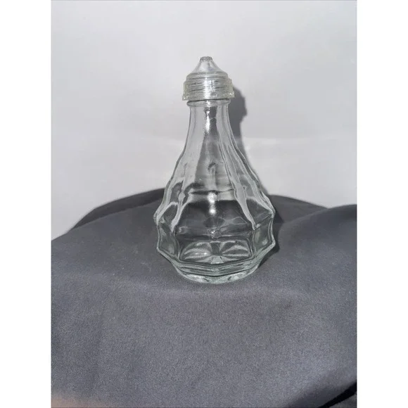 Vintage England Crystal Glass Jacobean Bottle w/ Star Bottom And Lid